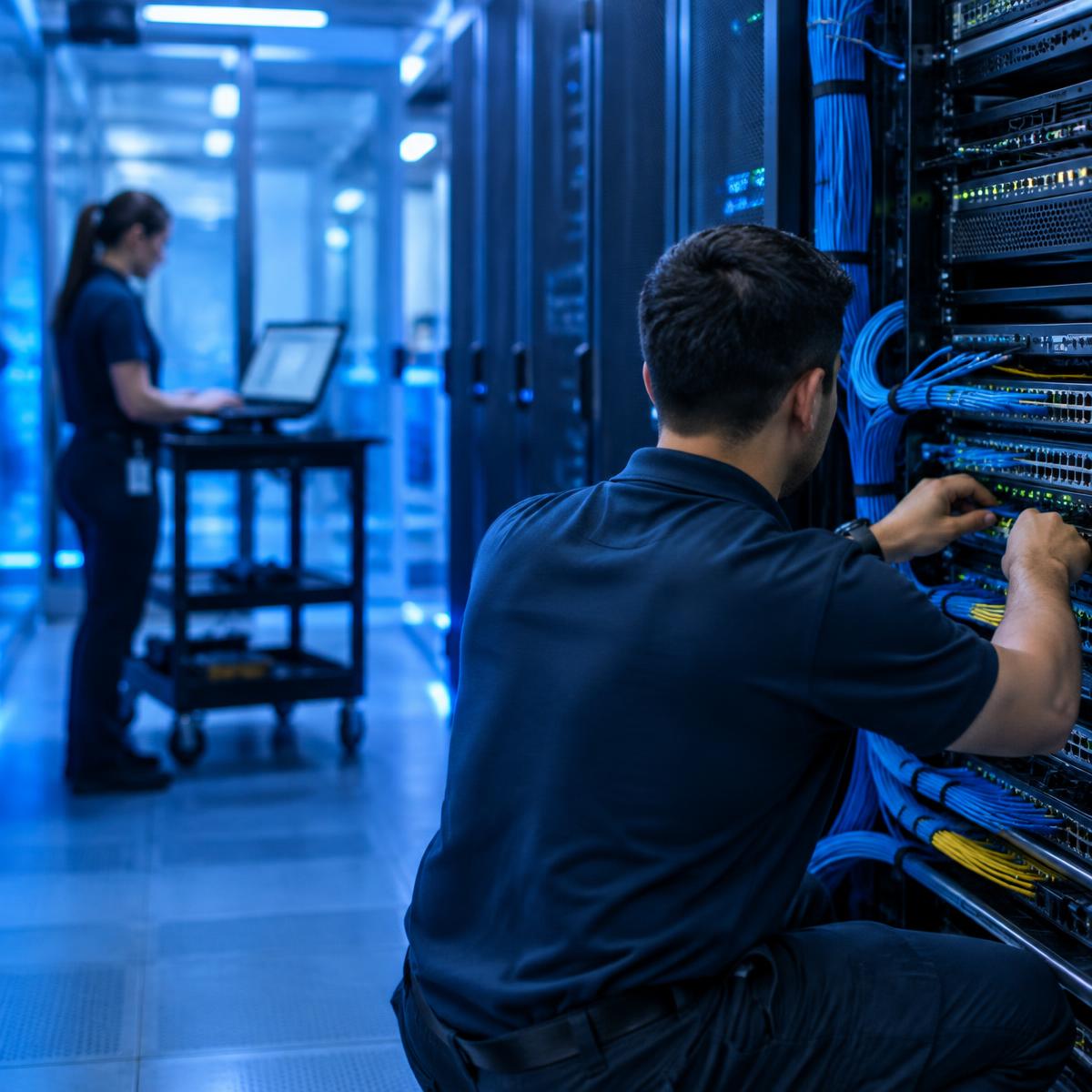 MaiesTech team in a server room